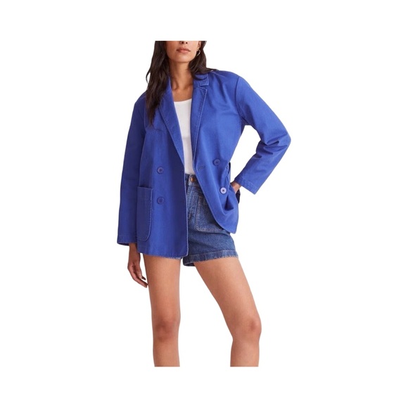 MADEWELL Oversized Blue Crossover Blazer Regenerative Chino Women’s Size Large - Picture 2 of 10